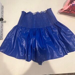 Queen of Sparkles blue leather paper bag shorts
